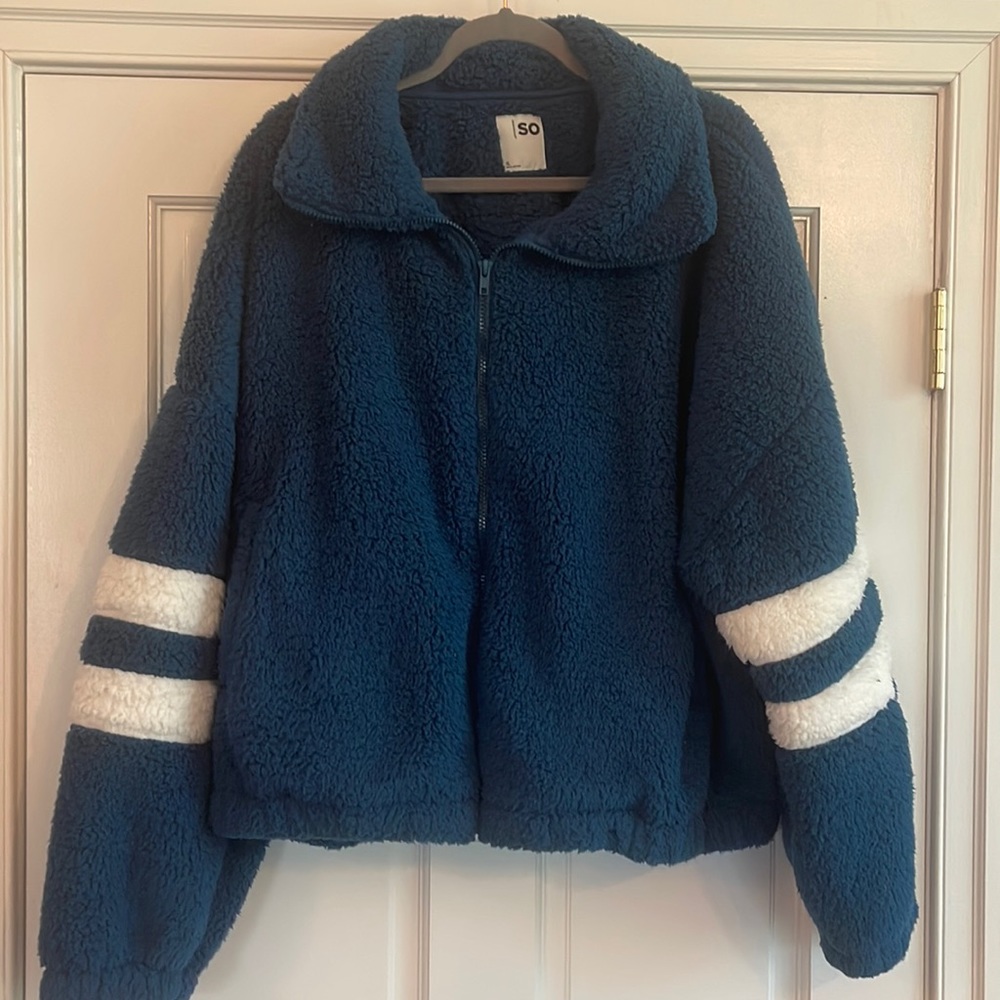 NWOT super soft cozy jacket blue womens